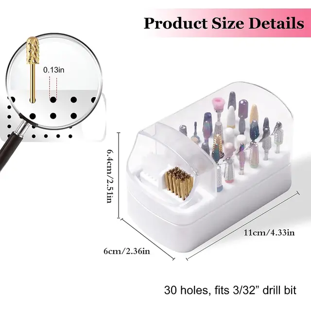 30 Holes Nail Drill Stand Display Organizer
